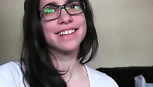 Teen In Glasses Sucking And Riding Cock In Pov