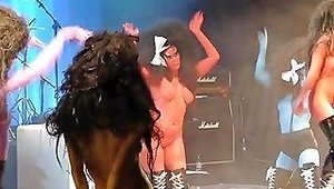 Crazy Group Body Paint Ladies Public Nude Concert Stage